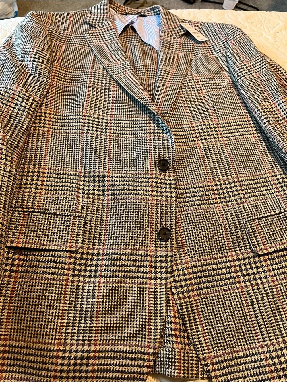 Brooks Brothers Glen Plaid Blazer in Black, Brown & Red Windowpane